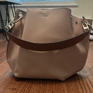 NWOT Guess Pink with Brown Strap Digital Hobo Bag (Missing Long Strap & Charm)